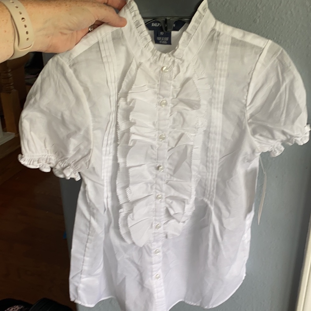 NWT Ralph Lauren girls ruffle blouse size 10